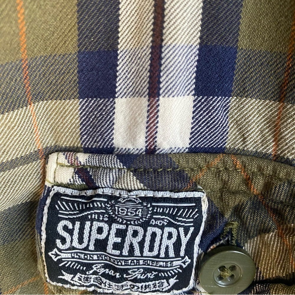 Super dry co. Inc Japan plaid blue green size small - Picture 2 of 10